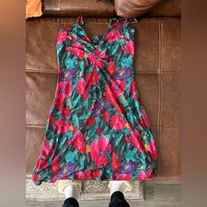 RESA Floral Mini Dress - Red and Green